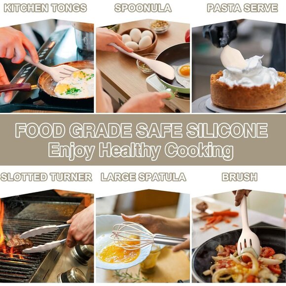 22Pcs Heat Resistant Utensils Spatula Spoon Whisk Dishwasher Safe Kitchen - Picture 6 of 13